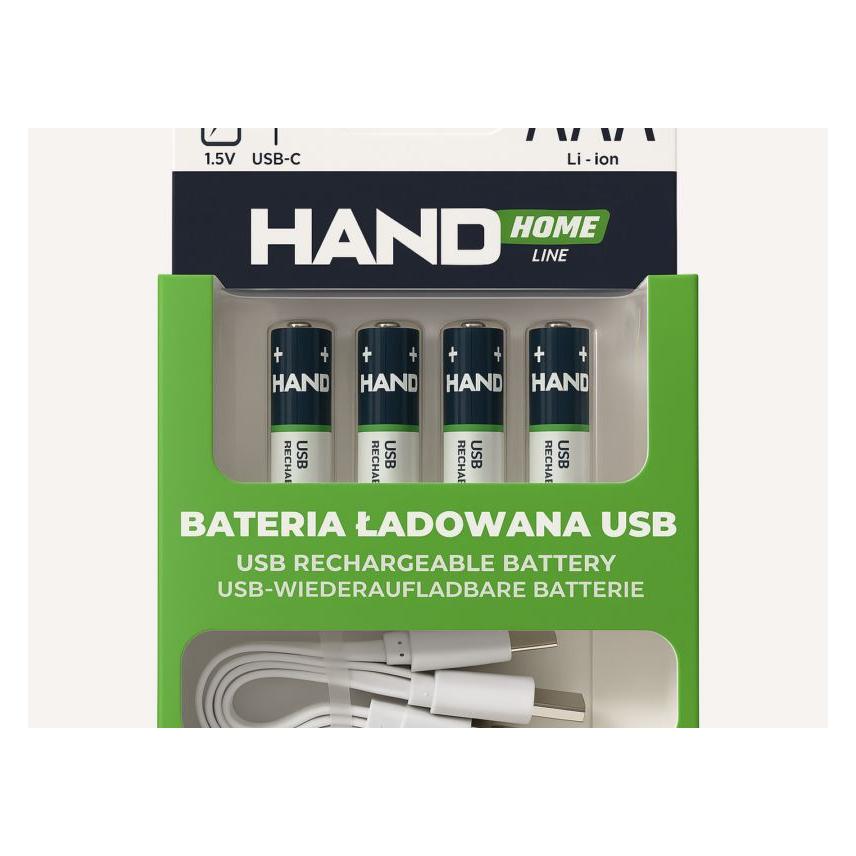 Plastrol Bateria ładowana akumulatorek USB-C 750mWh 500mAh 4xAAA (4 Stk., AAA, 500 mAh) (AAA/USB-C/750/4B)