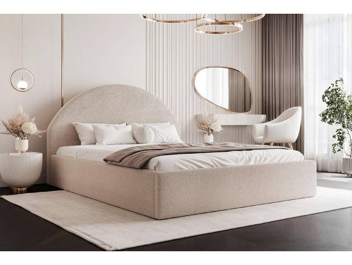 Compleo Polsterbett Designer Polterbett CLARA, mit Stauraum, Glamour-Bett, Elegant, Bett mit halbrückigem Kopfteil, Elegant design
