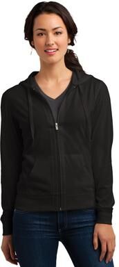District DT2100 Women's Fitted Jersey Full-Zip Hoodie in Black size 3XL   Cotton/Polyester Blend