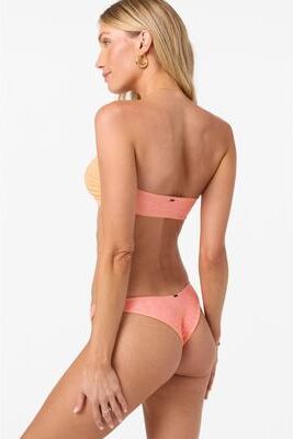 O'Neill s Sunshine Hermosa Revo Skimpy Bikini Bottoms in Fusion Coral, Size Large, Elastane/Polyamide