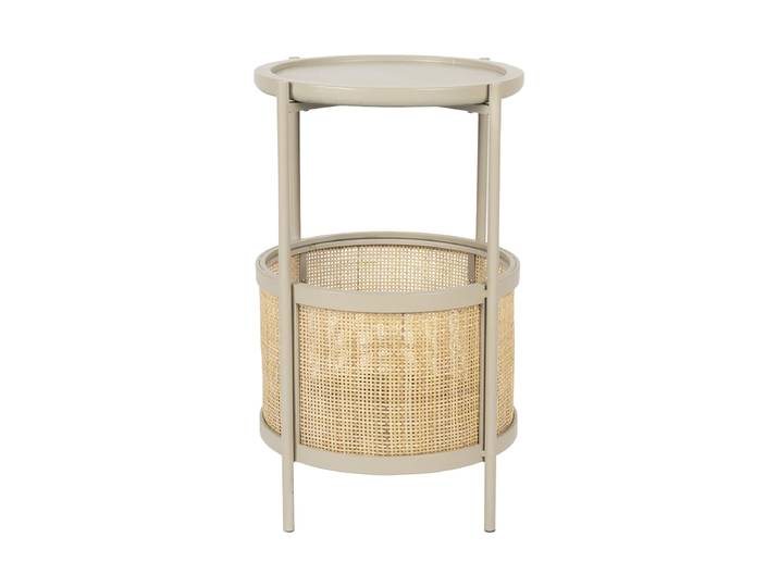 Runder Design Beistelltisch „Makoto“ Rattan Beige / Natural White Label by Bloomingloft