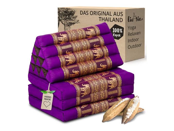 livasia Sitzsack Thaikissen 3 Auflagen (Deluxe) vegan und handgefertigt, 175x55x8cm, Kapok