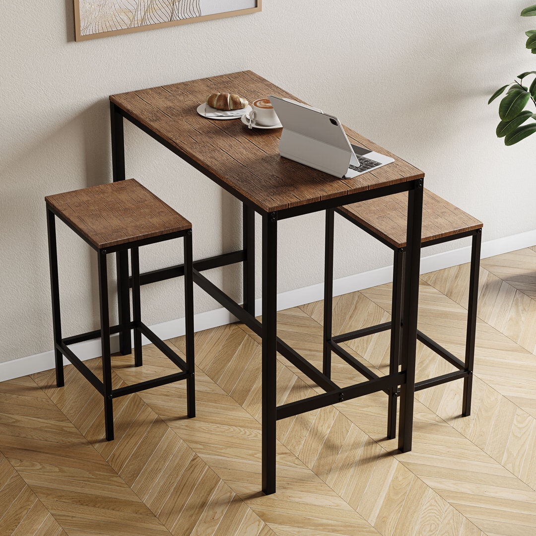 Borough Wharf 2 -Person Dining Set Dark Wood/Dark Wood/Black/Black 2
