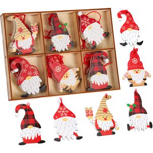 BRUBAKER Weihnachtsbaumschmuck 8032, 5,8 cm, Wichtel-Anhänger aus Holz, 24 Stück