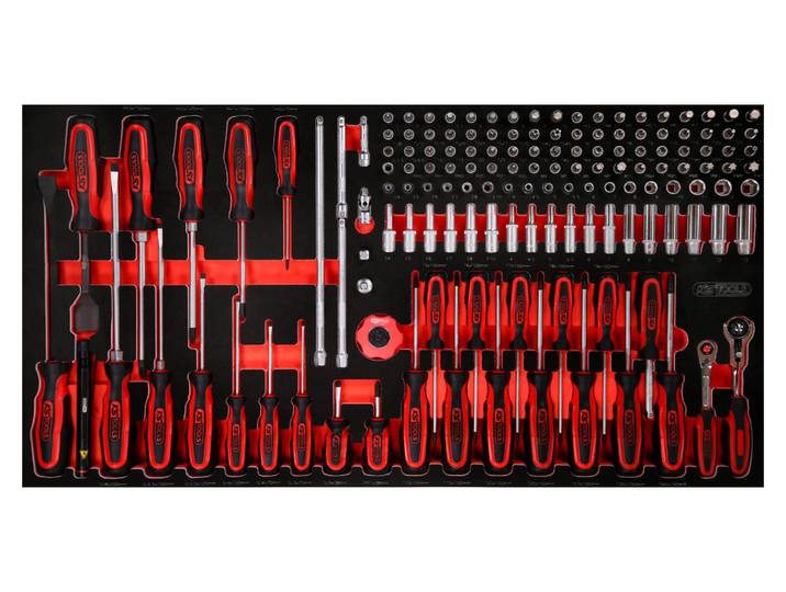 KS TOOLS Jeu de clés à douilles / tournevis 1/4\ en mousse 146 pces - 813.0146