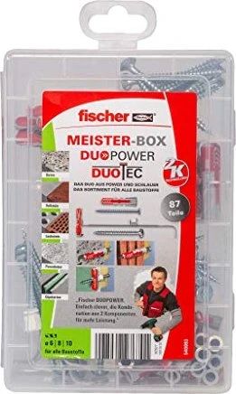 fischer Meister-Box DuoPower/DuoTec + S 2K 540093 Dübel- und Schrauben-Sortiment, 87-teilig