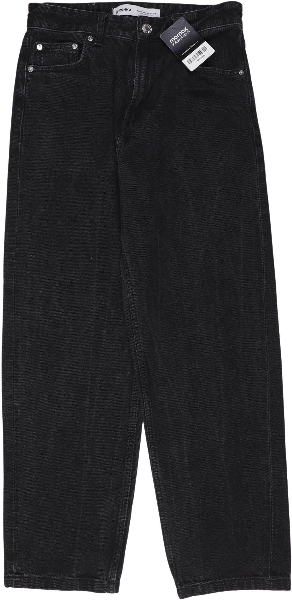 bershka Herren Jeans, Schwarz, Gr. W28, Baumwolle - Second Hand