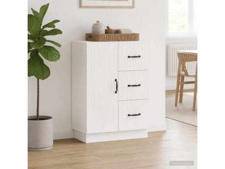 RJPLMFV Anrichte, weiß, glänzend, 66 x 34,5 x 87 cm, aus Holz Mit Schubladen, optimierte Aufbewahrung, elegantes Design, einfache Montage, einfache Reinigung