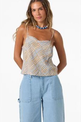 O'Neill s Matilda Stripe Top in Dark Khaki, Size XL, Viscose