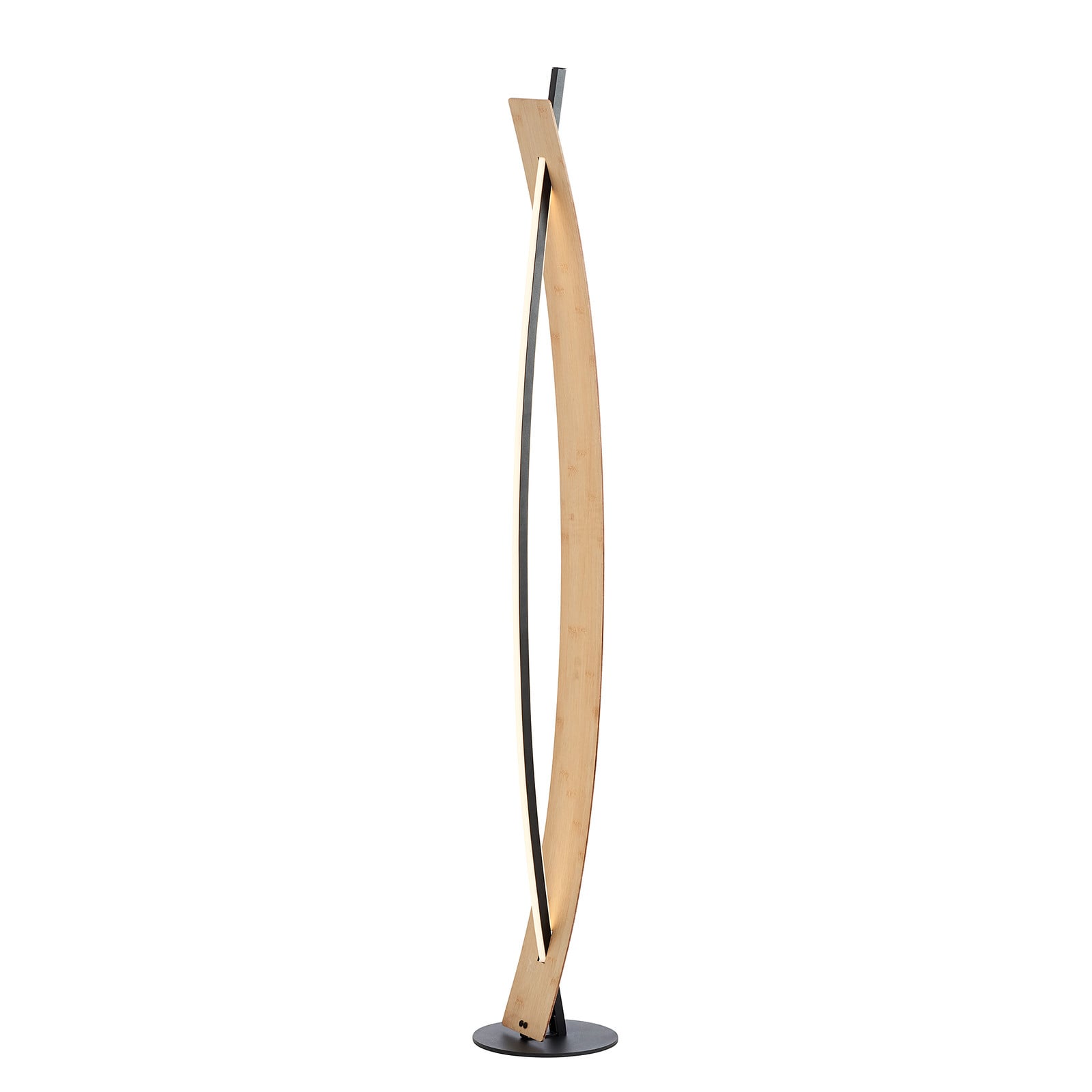 home24 Staande LED-lamp zwart gelakt ijzer ronde vorm Ø 18 cm
