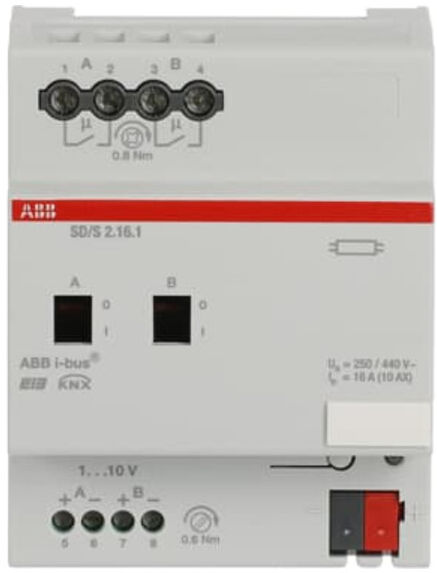 ABB Actionneur de commutation/dimmage 2 canaux 16A REG SD/S2.16.1 (2CDG110079R0011)