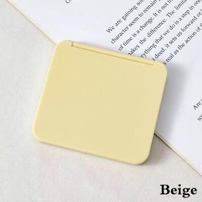 Uplift Picks Cute Double Sided Pocket Mirror Square Folding Makeup Compact beige