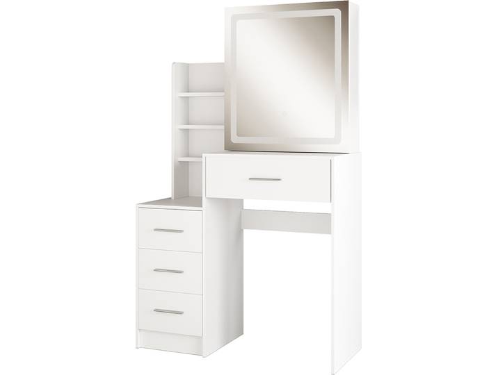 Coiffeuse Vicco Lisca Blanc 80cm avec miroir LED\, Model 50164