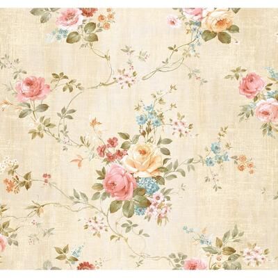 Seabrook Designs Lucetta Floral Bouquet Unpasted Wallpaper