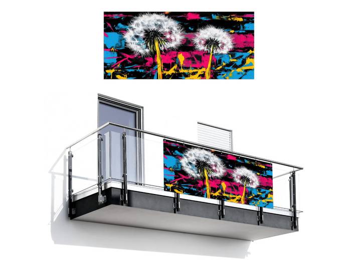 MuchoWow Balkon-Sichtschutz - Straßenkunst - Bunt - Wand - 200x90 cm, Schwarz, Kunststoff, Rechteckig, 200x90 cm, Sonnen- & Sichtschutz, Sichtschutz Garten
