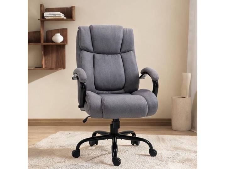 Chaise de bureau ergonomique extra-large cool gray mousse épaisse capacité 220 kg