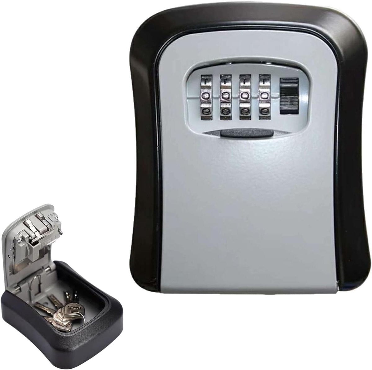Wandsleutelbox Sleutelkluis met 4-cijferige code in Zwart Grijs - 11,5 x 9,5 cm