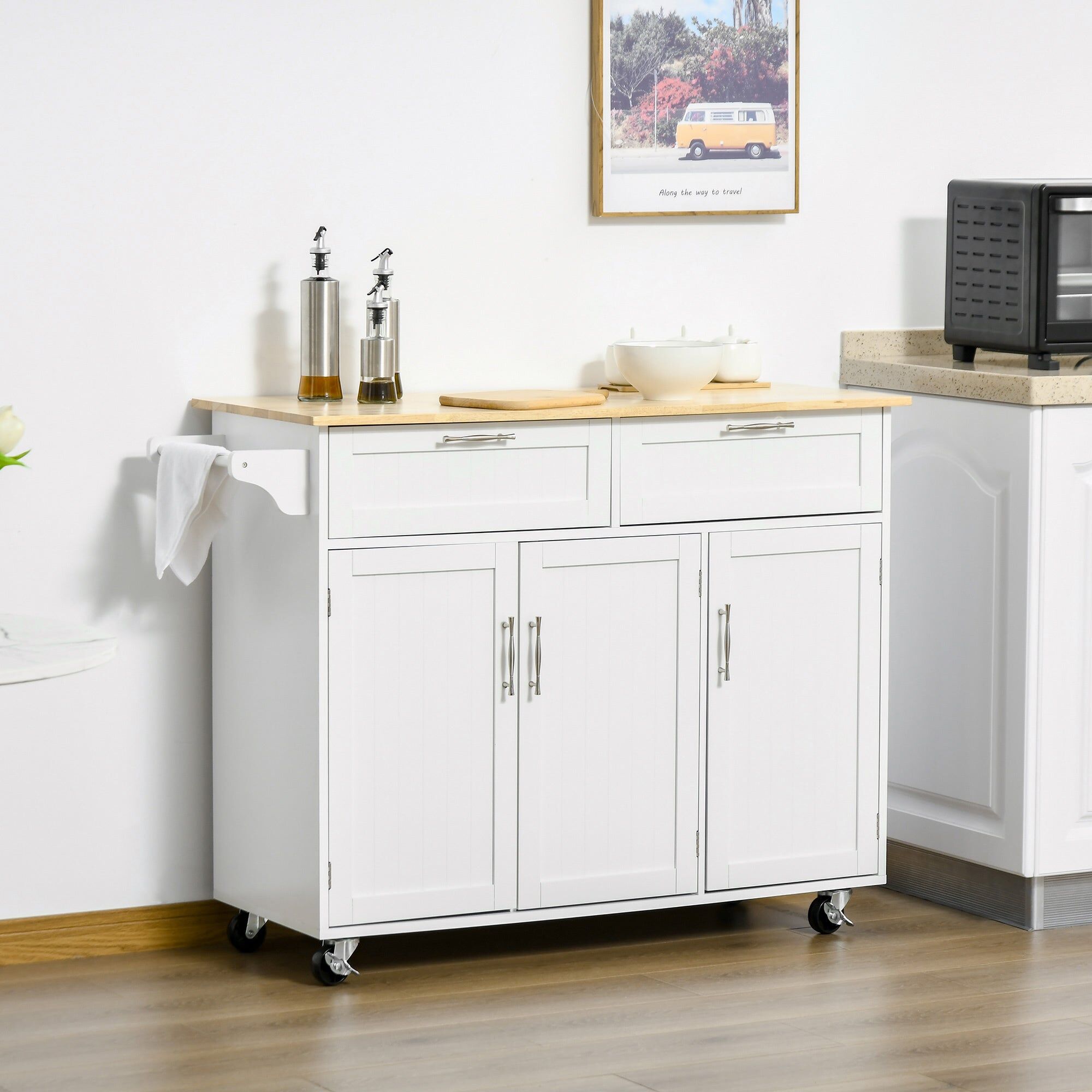 giordanoshop Carrello da Cucina 121x46x91 cm in Legno e MDF Bianco...
