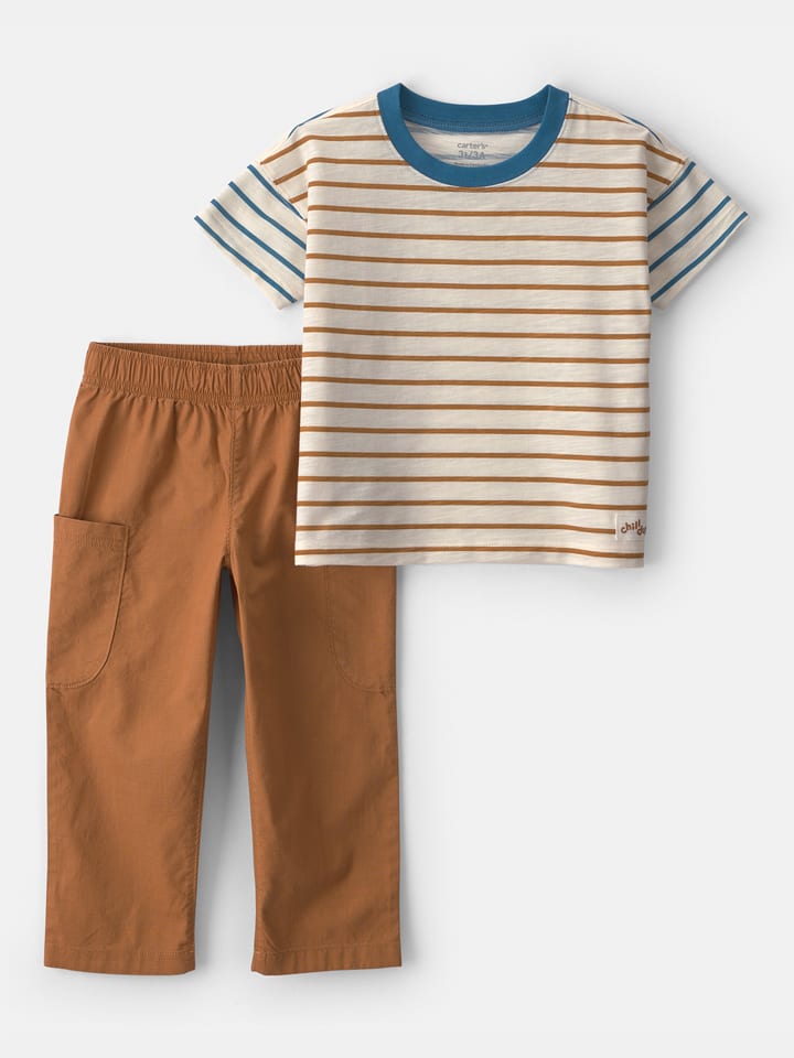 carter's 2tlg. Outfit in Hellbraun/ Grau - 98