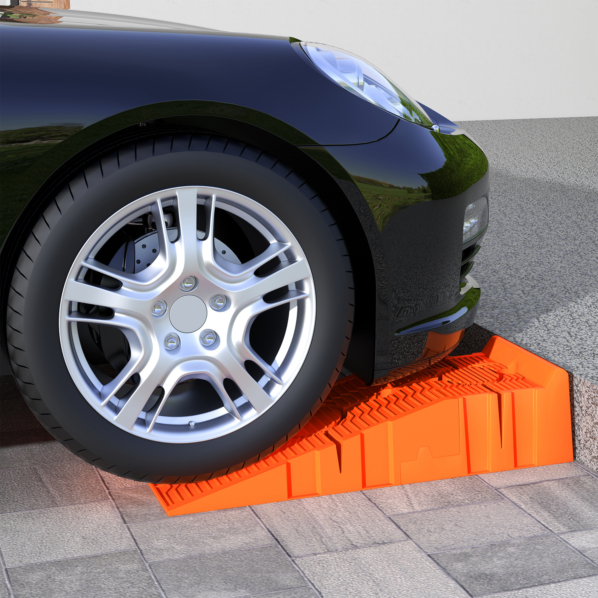 Durhand Set 2 Rampe per Auto in Plastica con Carico Massimo 5 Tonnellate, 91x30x21 cm, Arancione