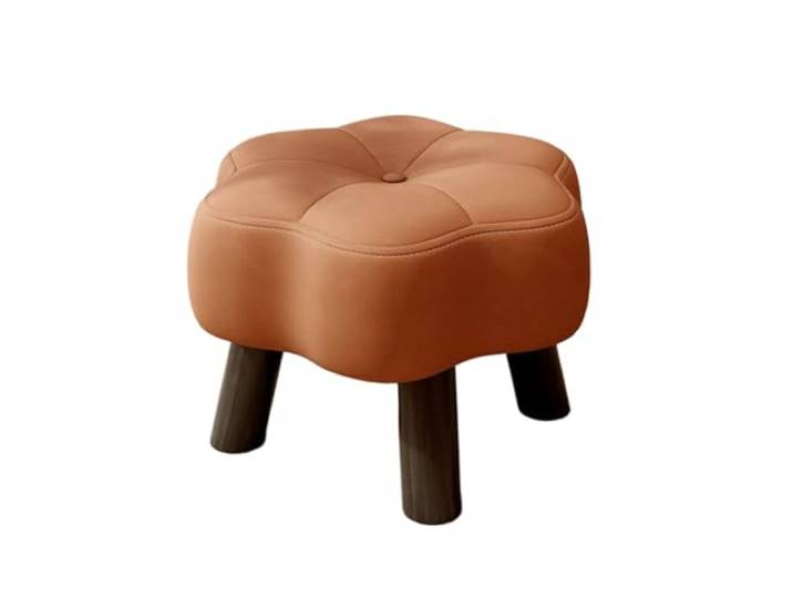 DANNMPX Sitzhocker Wohnzimmer Fußhocker Aus Leder, Rahmen Massivholz, Mehrere Funktionale Kleine Hocker Zusätzliche Sitzplätze(Brown)