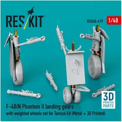 ResKit F-4B/N Phantom II landing gears with weighted wheels set for Tamiya kit (Metal + 3D Printed)