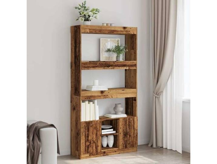 ROMHZKS Highboard Altholz-Optik 92x33x180 cm Holzwerkstoff Standregal 92x33x180 cm, Holzwerkstoff, Altholz-Optik, Unterschrank mit Türen, für Wohnzimmer Schlafzimmer Büro