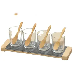 Servierplatte Glas Tablett Schiffernplatte Löffel 9 teilig
