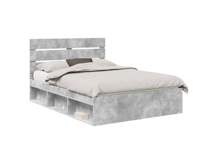 ZQQLVOO Bettrahmen mit Kopfteil Beton 160 x 200 cm Massives Kiefernholz Minimalistisches Design, Holzwerkstoff Rahmen, Massivholz Kiefer Kopfstütze, fester Lattenrost, moderne Einfachheit