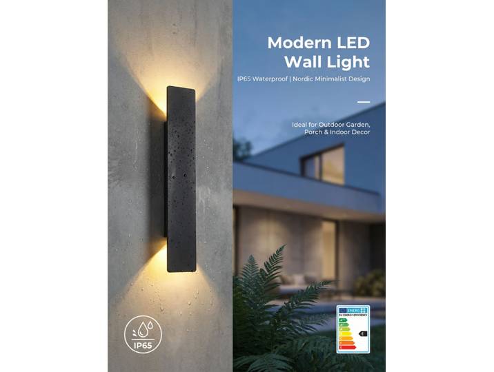 Lampe murale LED longue et carrée, étanche, pour extérieur, villa, cour, jardin, terrasse, balcon, extérieur