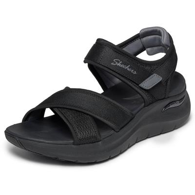 Sandale SKECHERS "ARCH FIT 2.0 SANDAL", Damen, Gr. 38, schwarz (schwarz, grau), Textil, kontrastfarbene Details, Schuhe Sandale, Freizeitschuh, Trekkingschuh mit Arch Fit
