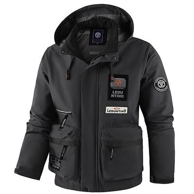 Herren Outdoorjacke Freizeitjacke Urlaub Täglich Winddicht Warm Tasche Herbst Winter Buchstabe Mode Klassisch Mit Kapuze Regulär Weiß Orange Dunkelgray Jacken