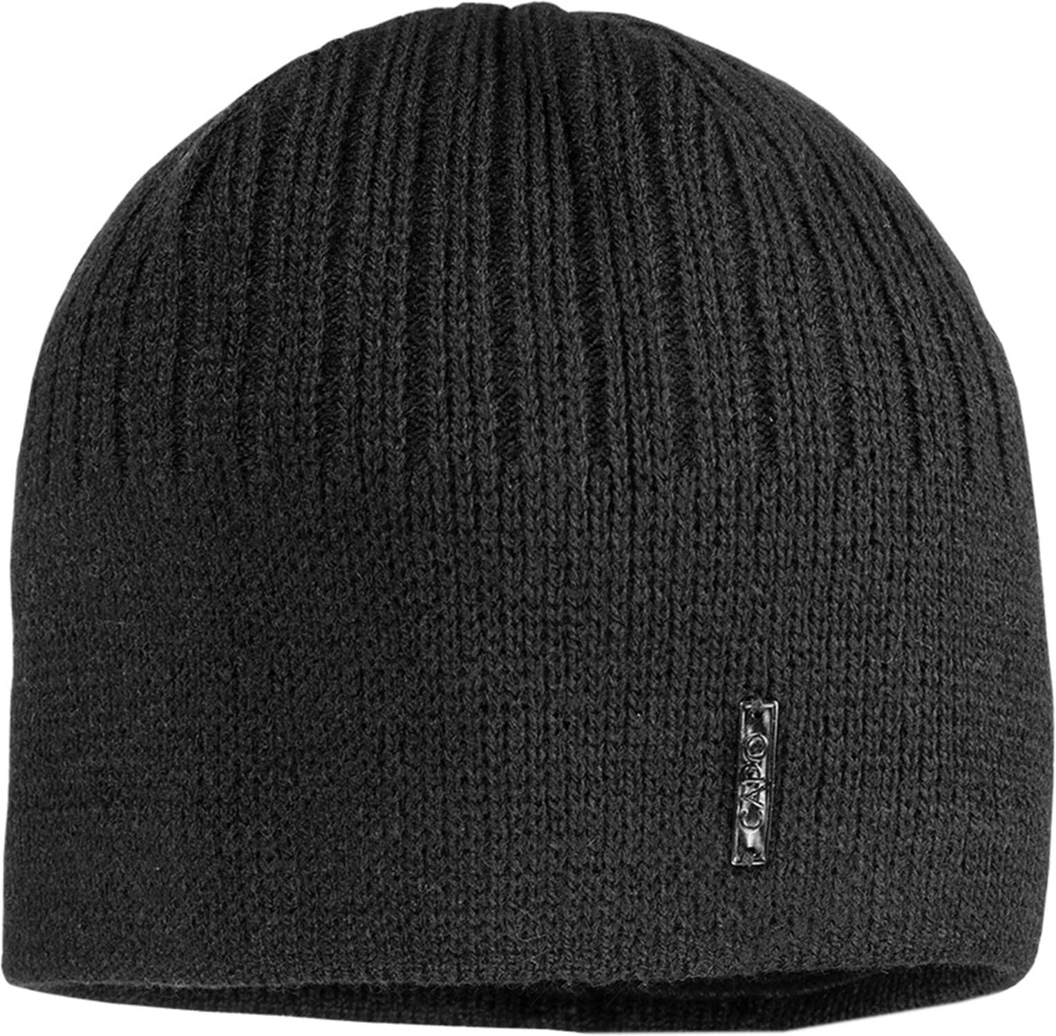 Strickmütze CAPO, Herren, schwarz, Strick, Wollmischung, unifarben, Mützen Strickmütze, Rippenstrick, hoher Wollanteil, natürliche Thermoregulation, gefüttert