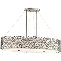 Hängeleuchte Deckenlampe Pendelleuchte Metall Leinen Glas B 86,4 cm Küchenlampe