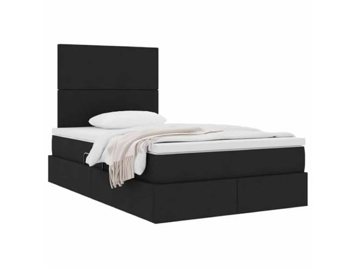 KTHLBRH Boxspringbett 120 x 200 schwarz mit Matratze Hydraulischer Aufzug, Kunstleder, Metallgestell, Höhe 48,5 cm