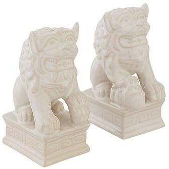 Foo Dog Salt & Pepper Shaker Set - White - Ballard Designs