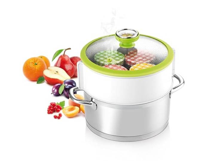 Tescoma Einkochset mit Thermometer, Universal-Topfaufsatz zum Einkochen zum Einkochen von Marmeladen etc., verwandelt 24cm Töpfe in einen Einkochautomaten, Marmeladen etc., Produktlinie DELLA CASA