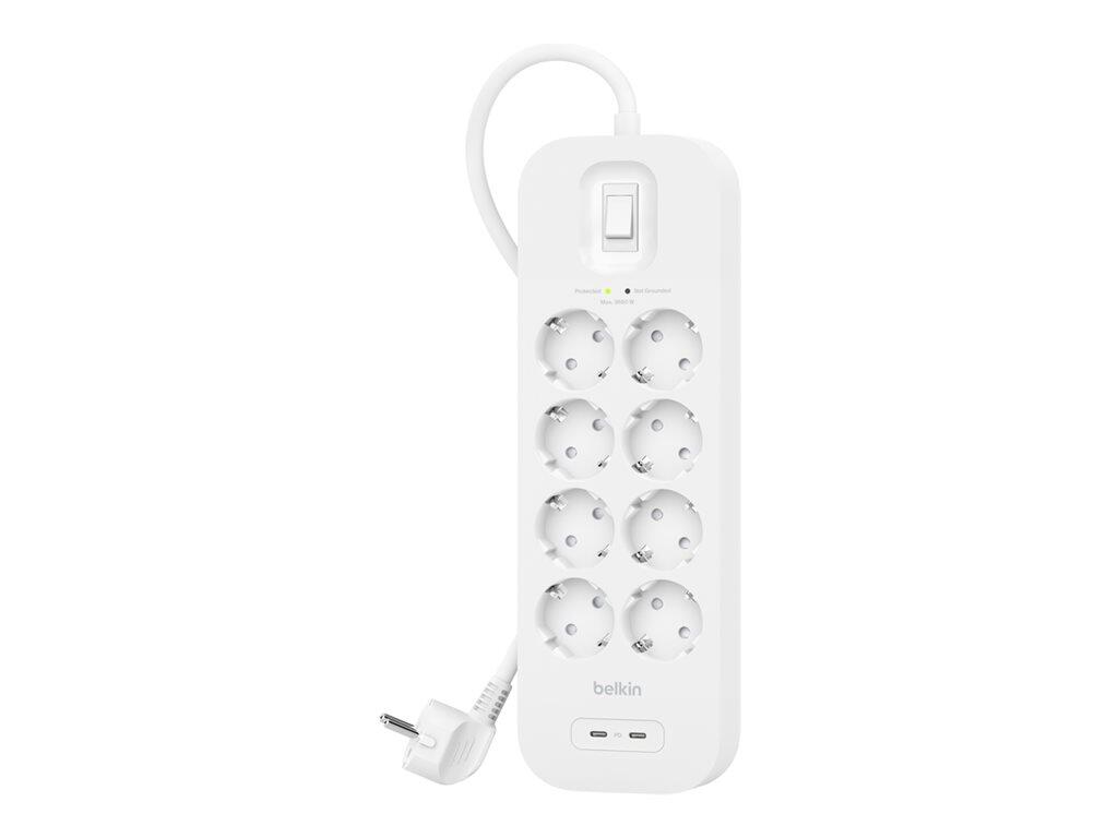Belkin 8fach-Steckdosenleiste mit Überspannungsschutz, 2-m-Kabel und USB-C-Anschlüssen SRB004vf2M-V2