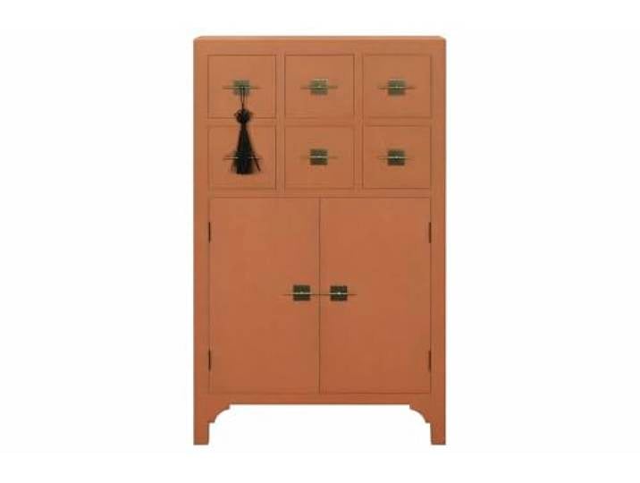 DRW Kommode aus Tanne, orientalischer Stil, Moka, 63 x 27 x 101 cm