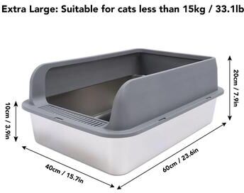 Uplifted Finds Premium Stainless Steel Semi Enclosed Cat Litter Box With Anti Splashing Shield Lid gray Xl