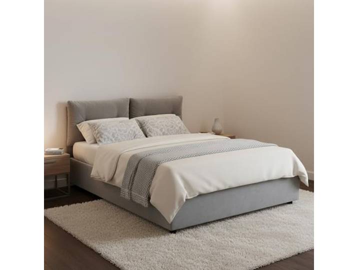 Talamo Italia - Angelica Queen-Size-Bett, Bettkasten mit Stoffbezug, 100 % Made in Italy, Öffnung vorne, inklusive Matratze 120 x 190 cm, Grau