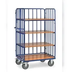 Fetra Etagenwagen, Tragl. 500kg, 4 Etage(n), Ladefl. LxB 1000x700mm, Holzböden, RAL5007