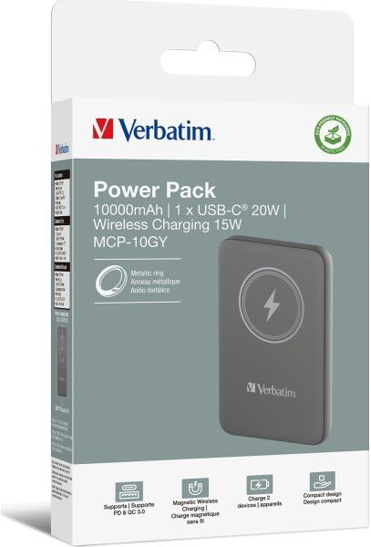 Verbatim Charge ‘n’ Go Powerbank 10000mah, Grå