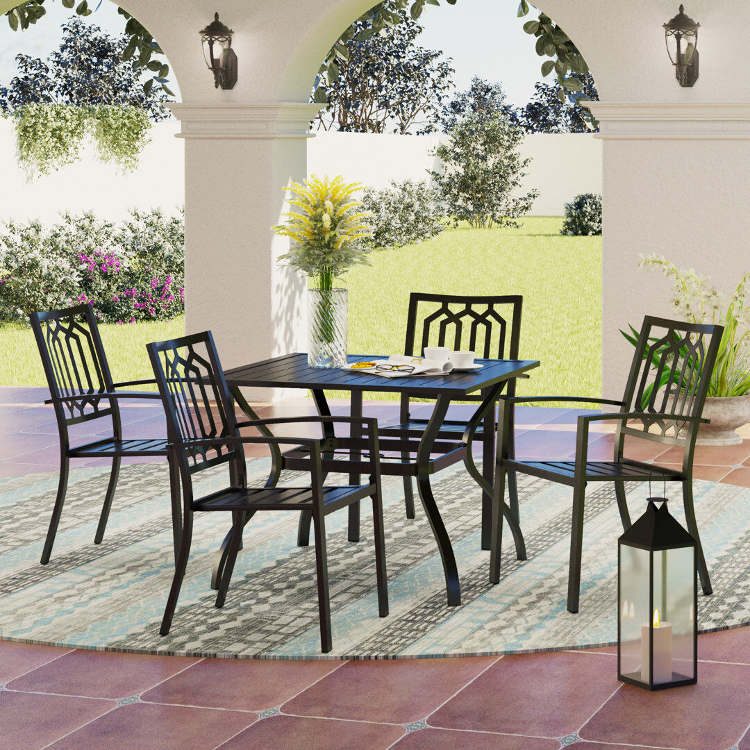 Blue Elephant 4 - Person Patio Dining Set Table, Black 4