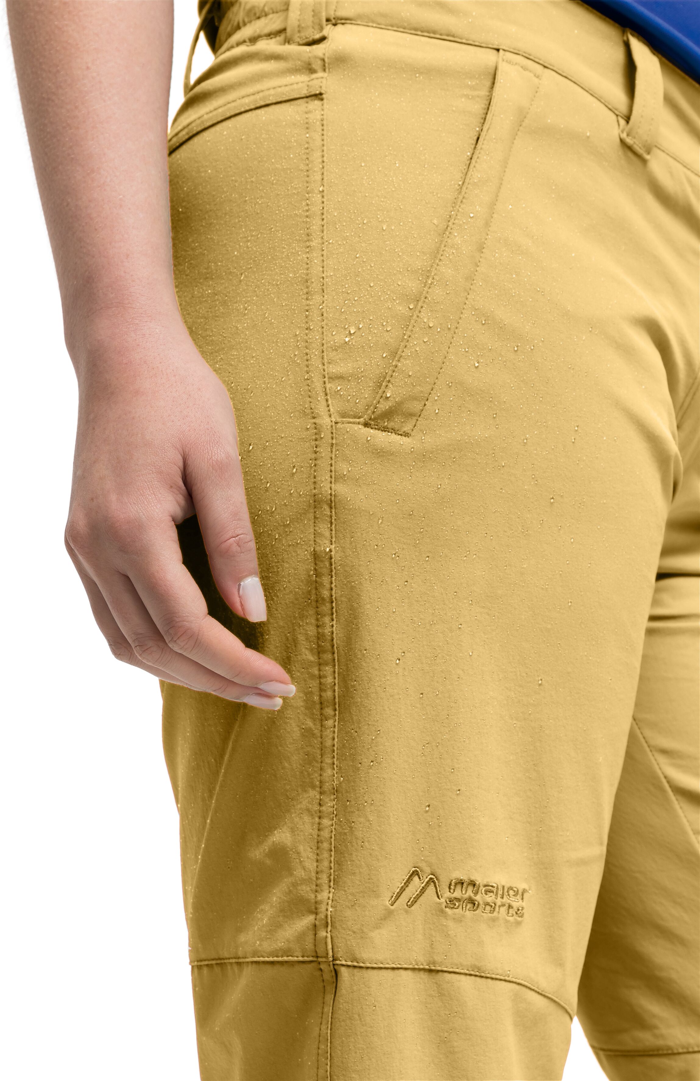 Funktionsshorts MAIER SPORTS "Lawa", Damen, Gr. 38, Normalgrössen, pastellgelb, 90% Polyamid, 10% Elasthan, Hosen Funktionsshorts, Damen Shorts, kurze Wanderhose, Outdoorhose mit 2 Taschen, Regular Fit pastellgelb 38, Normalgrössen