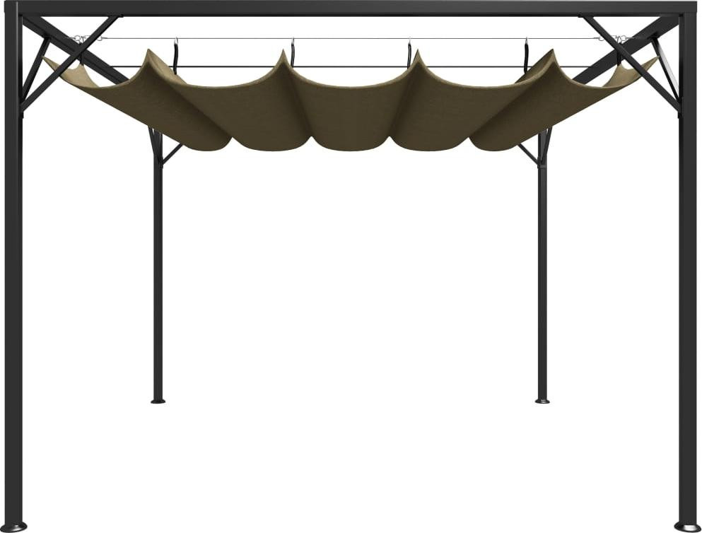 vidaXL Tuinpaviljoen met uitschuifbaar dak, 3x3 meter, taupe, 180 g/m²
