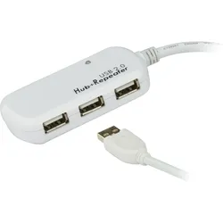 Aten USB 2.0 Extender mit 4-Port Hub (USB-A, 4 Ports), Dockingstation + USB Hub, Grau