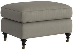 Maggie Leather Ottoman - Sage Leather, Sage Fossil - Ballard Designs