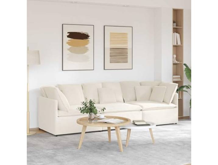 HEFZGDB Modulares Sofa mit Kissen Stoff in Lammwolloptik Creme – Elegantes Polstermöbel mit Metallrahmen und atmungsaktiver Schaumstofffüllung für langlebigen Komfort, Flexible