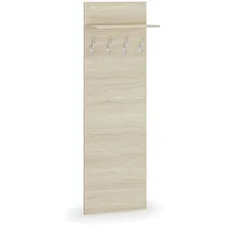 Garderobenwand HORIZONT, 4 Kleiderhaken, Ablage, Holzstruktur horizontal, Eiche natur
